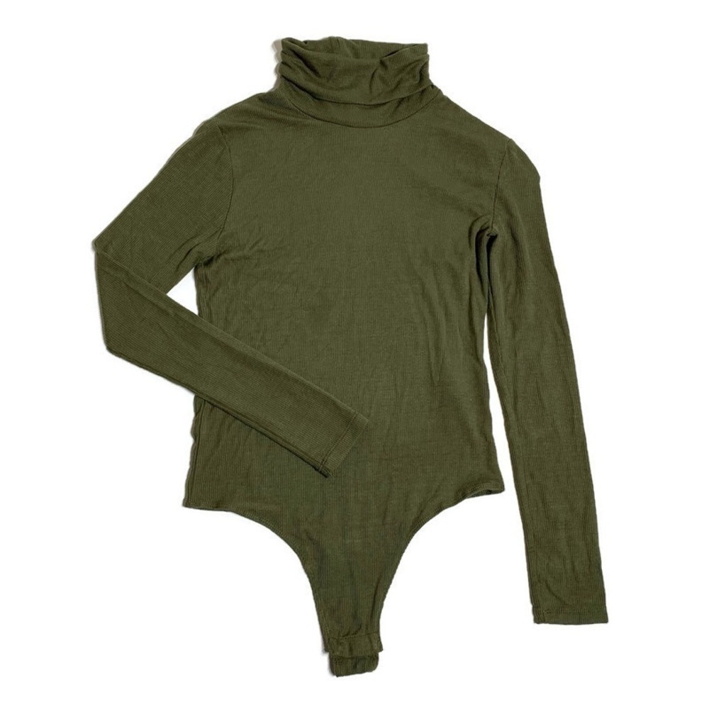 2/$20 Revamped - Olive Green Turtleneck Bodysuit - Size Medium